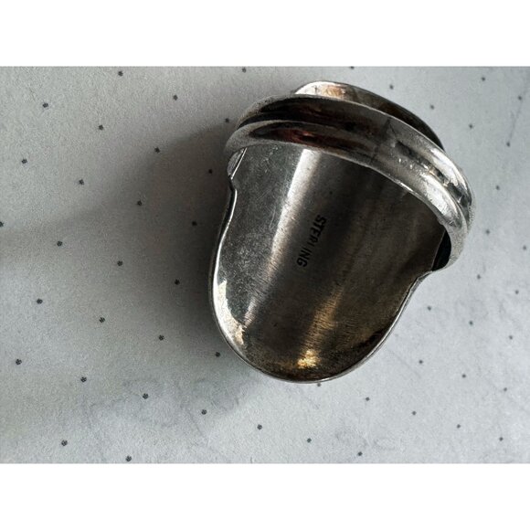 Vintage Sterling Silver Ring Lot — Turquoise, Onyx, Jasper, Modernist 4pc Bundle - Picture 13 of 15